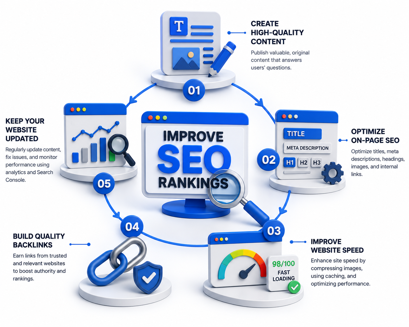 How to improve SEO rankings with content technical SEO speed and backlinks